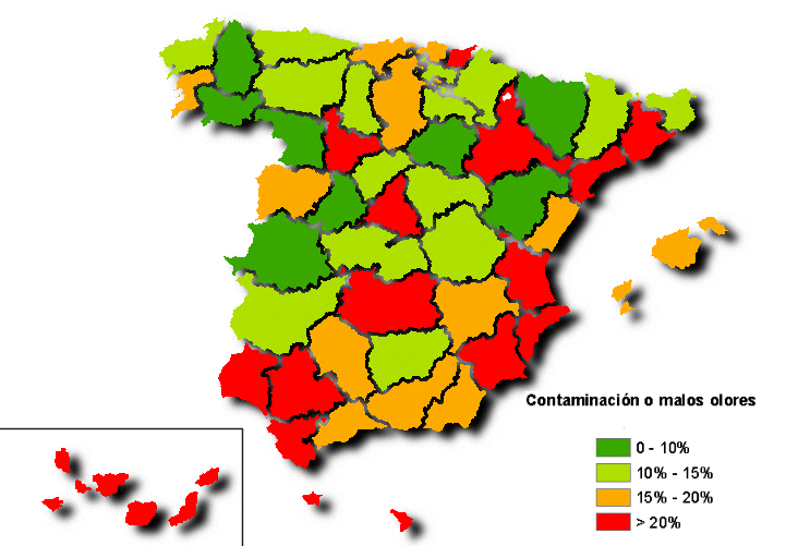 Mapa de olores en España Mapa de olores en España